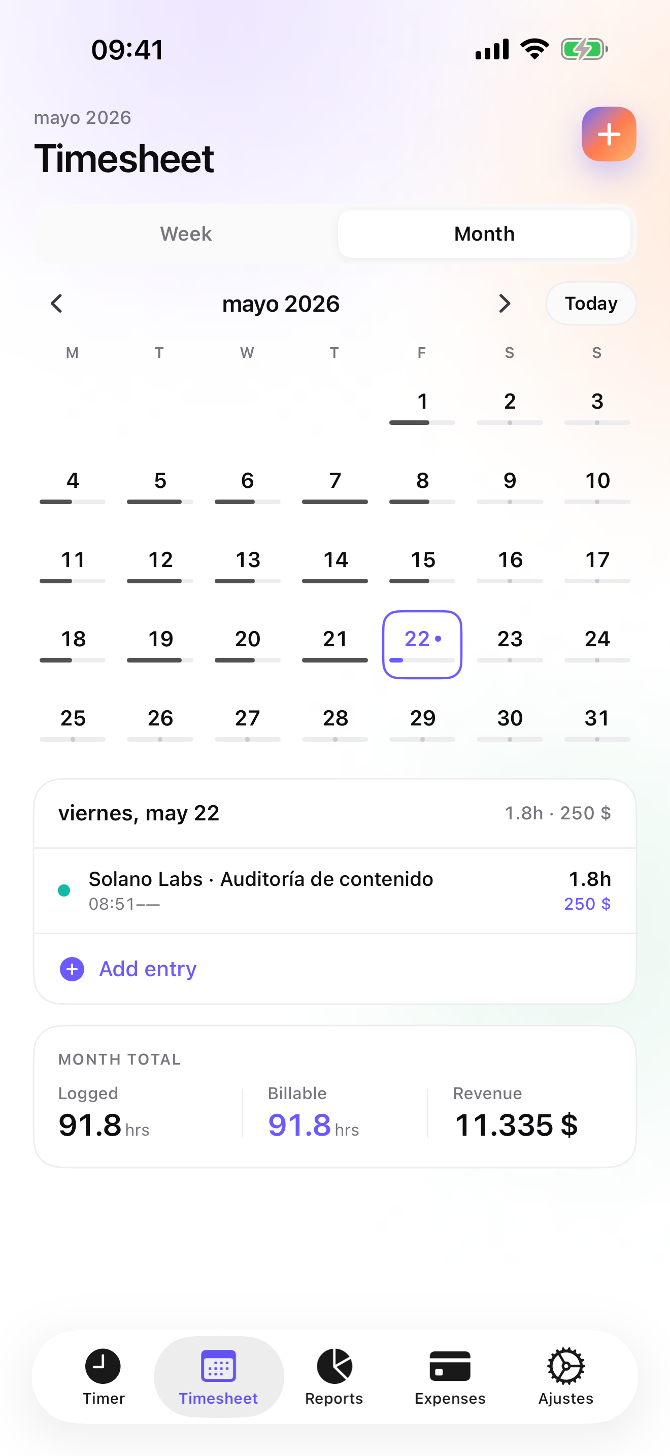iTimeSheet — parte mensual para un consultor